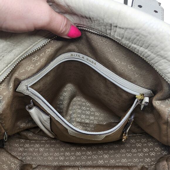 Anya Hindmarch Mini Boston Bag White Cream Gold Studded Top Handle Leather - Picture 6 of 14